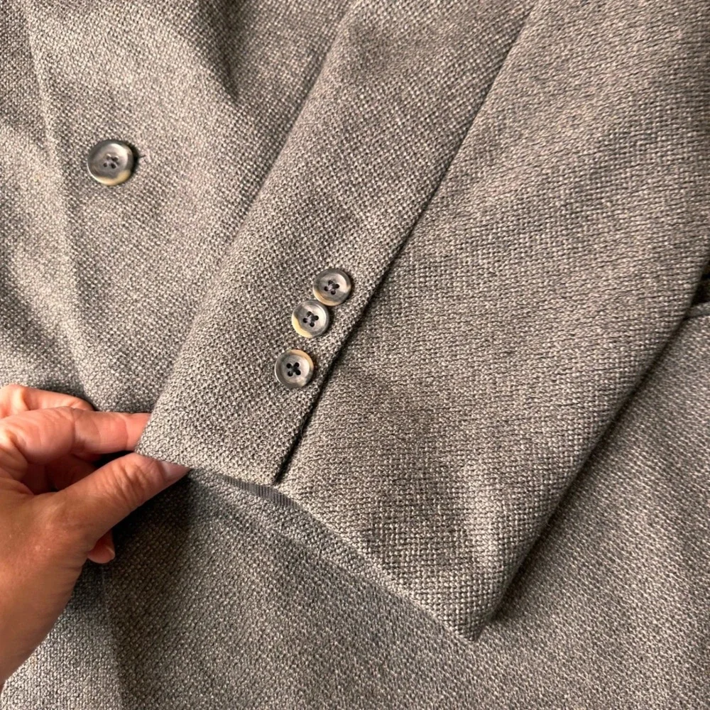 Oscar de la Renta Sport Coat Mens 44R Lambswool Cashmere Textured Grey Modern‎